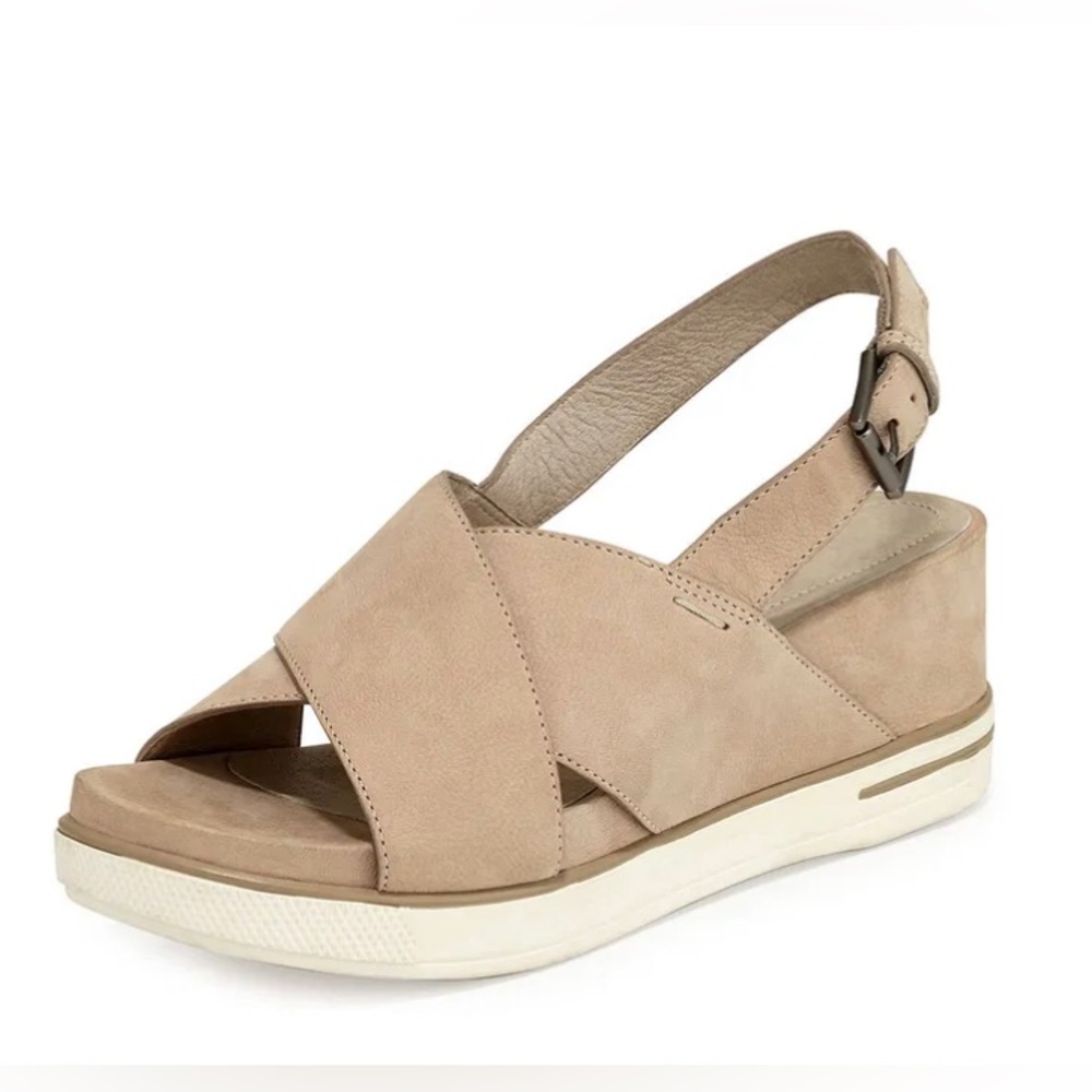 EILEEN FISHER GOOD CRISSCROSS WEDGE SANDALS NUBUCK LEATHER WOMEN’S 8